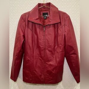 Burgundy/Red Leather Leather Jacket Size Large